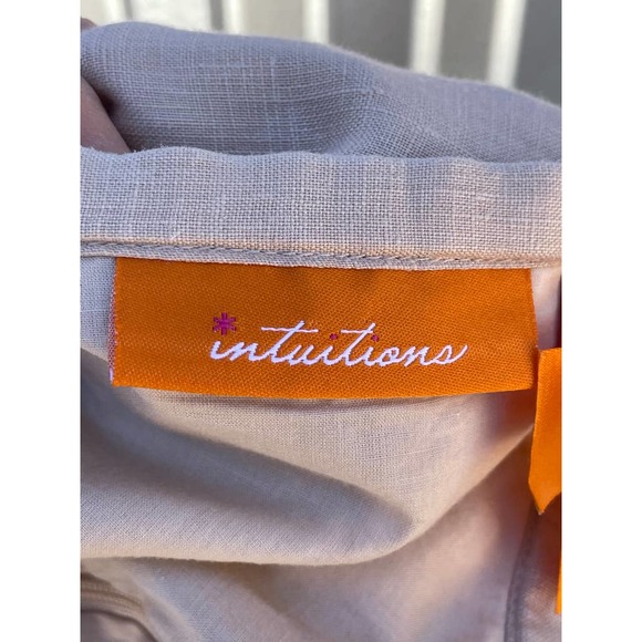 Intuitions A-line Skirt Tan Multicolored Floral Embroidered Linen 10 - Picture 8 of 10